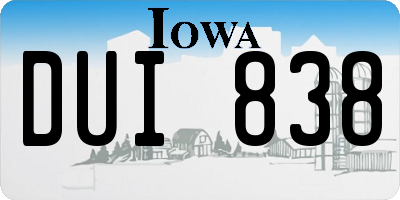 IA license plate DUI838