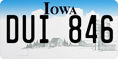 IA license plate DUI846