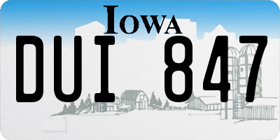 IA license plate DUI847