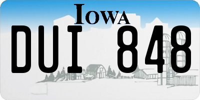 IA license plate DUI848
