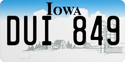 IA license plate DUI849