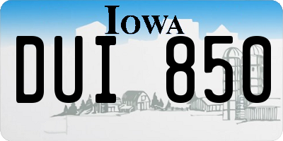 IA license plate DUI850