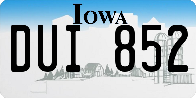 IA license plate DUI852