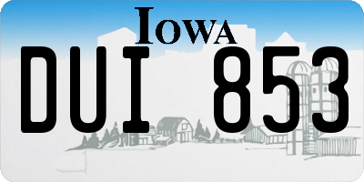 IA license plate DUI853