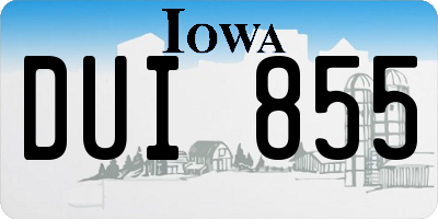 IA license plate DUI855