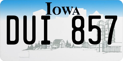 IA license plate DUI857