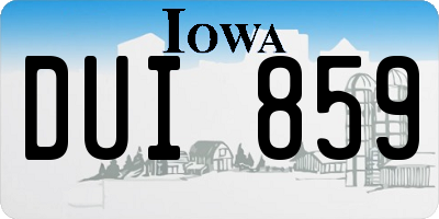 IA license plate DUI859