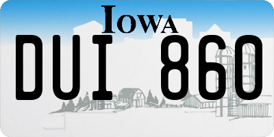 IA license plate DUI860