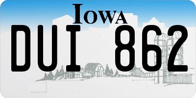 IA license plate DUI862