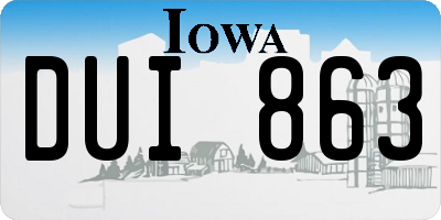 IA license plate DUI863