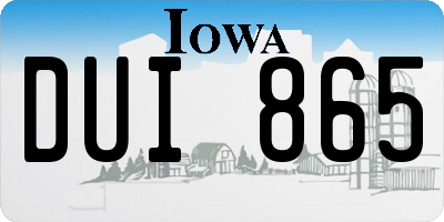 IA license plate DUI865