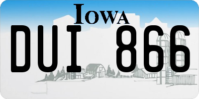 IA license plate DUI866