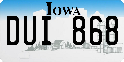 IA license plate DUI868