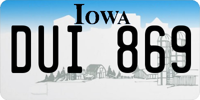 IA license plate DUI869