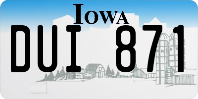 IA license plate DUI871