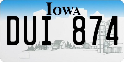 IA license plate DUI874