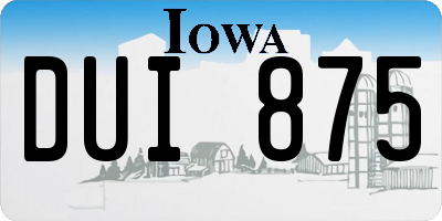 IA license plate DUI875