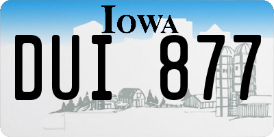 IA license plate DUI877