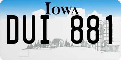 IA license plate DUI881