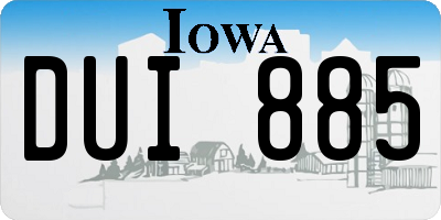 IA license plate DUI885