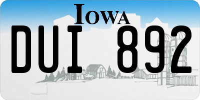 IA license plate DUI892