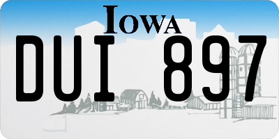 IA license plate DUI897