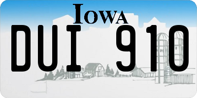 IA license plate DUI910