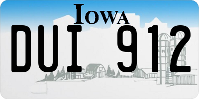 IA license plate DUI912