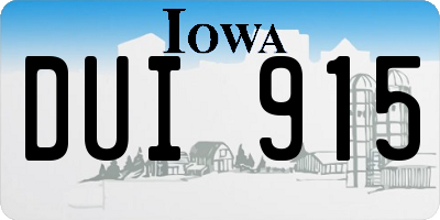 IA license plate DUI915