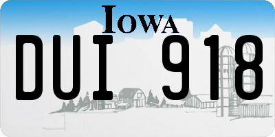 IA license plate DUI918