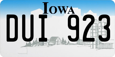 IA license plate DUI923