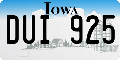 IA license plate DUI925