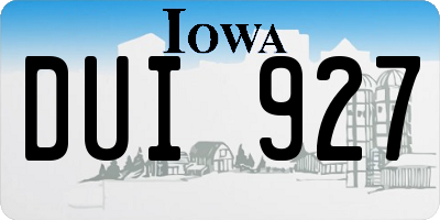 IA license plate DUI927