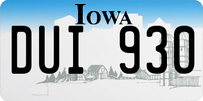 IA license plate DUI930