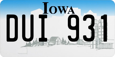 IA license plate DUI931