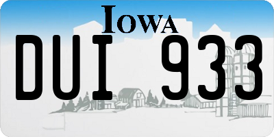 IA license plate DUI933