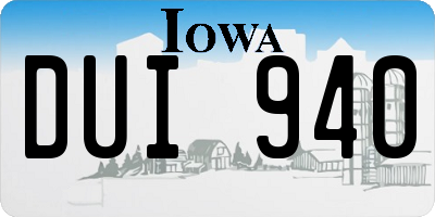 IA license plate DUI940