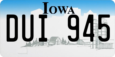 IA license plate DUI945