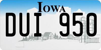 IA license plate DUI950