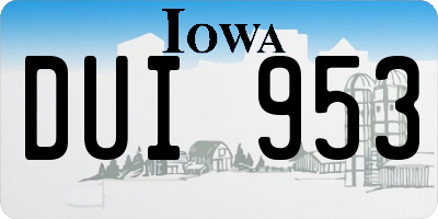 IA license plate DUI953