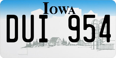 IA license plate DUI954