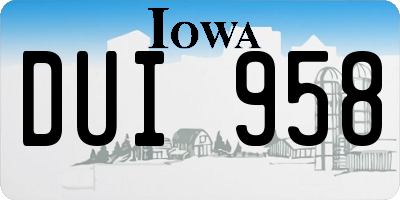 IA license plate DUI958