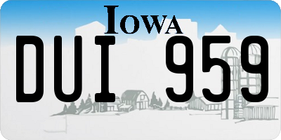 IA license plate DUI959