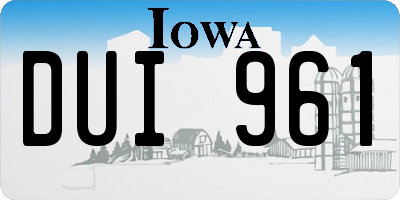 IA license plate DUI961