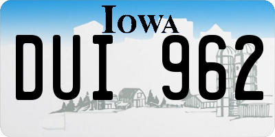 IA license plate DUI962