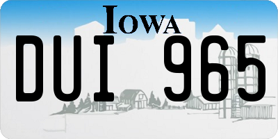 IA license plate DUI965