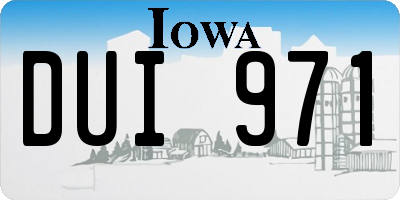 IA license plate DUI971