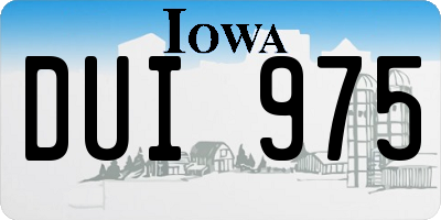 IA license plate DUI975