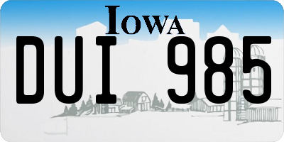 IA license plate DUI985