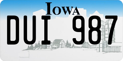 IA license plate DUI987
